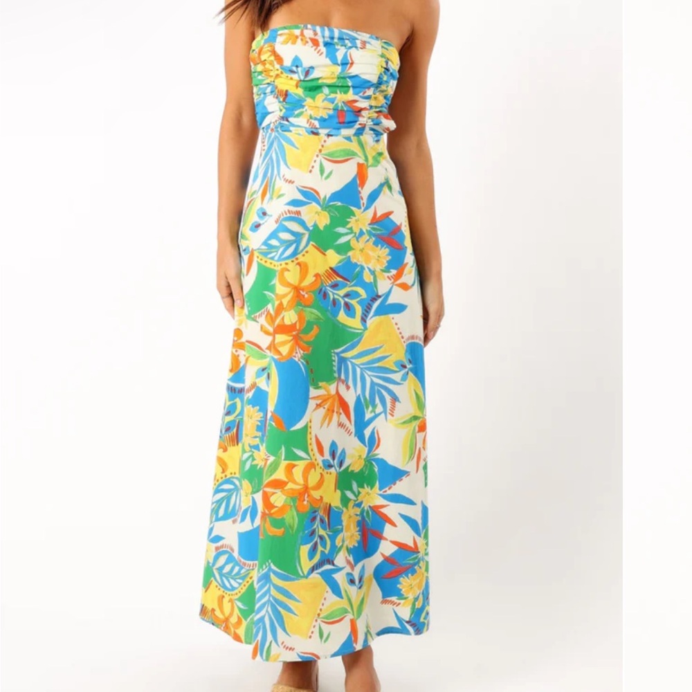 Petal & Pup Harriet Strapless Midi Dress - Malta Print Size Large